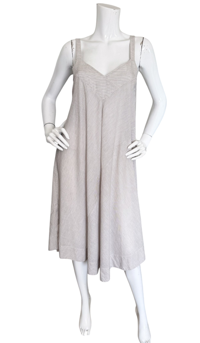 SOLD* Malia Mills Cotton Linen Dress Flowy A-Line Trapeze Tie Back Lagenlook